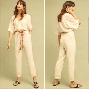 feather and bone by anthropologie belted jumpsuit size large